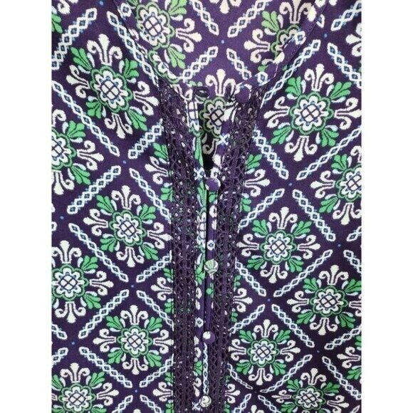 Market & Spruce Stitch Fix Womens BOHO Top Small Blue Floral Crochet Sleeveless - Picture 4 of 8